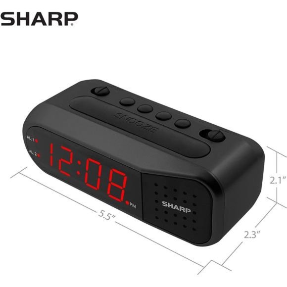 Digital Alarm Clock Black Case Red LEDs Ascending Alarm Grows Increasing Louder - Picture 2 of 6